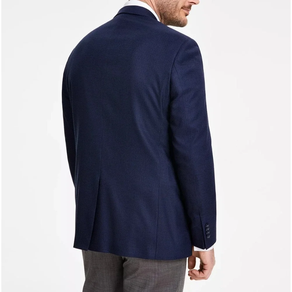 Michael Kors Men's Classic-Fit Houndstooth Sport Coat 54L Navy